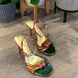 rainbow holographic aldo sandal heels